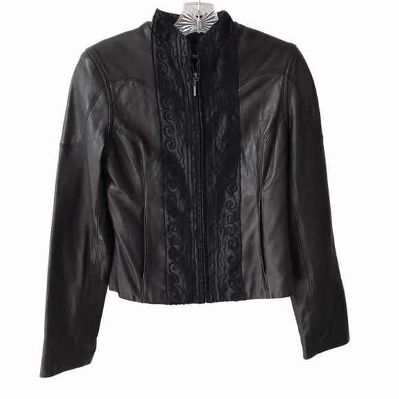 Express Black Genuine Leather Moto Jacket 100% Genuine Leather women size xs - Picture 1 of 8